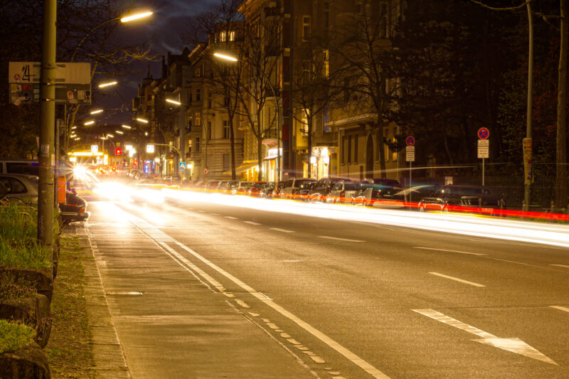 Light Trails Vehicles Road