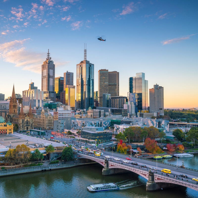 Melbourne City Skyline At Twilight