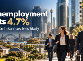 Unemployment in Australia hits a five‑year high of 4.7%, making a rates hike less likely